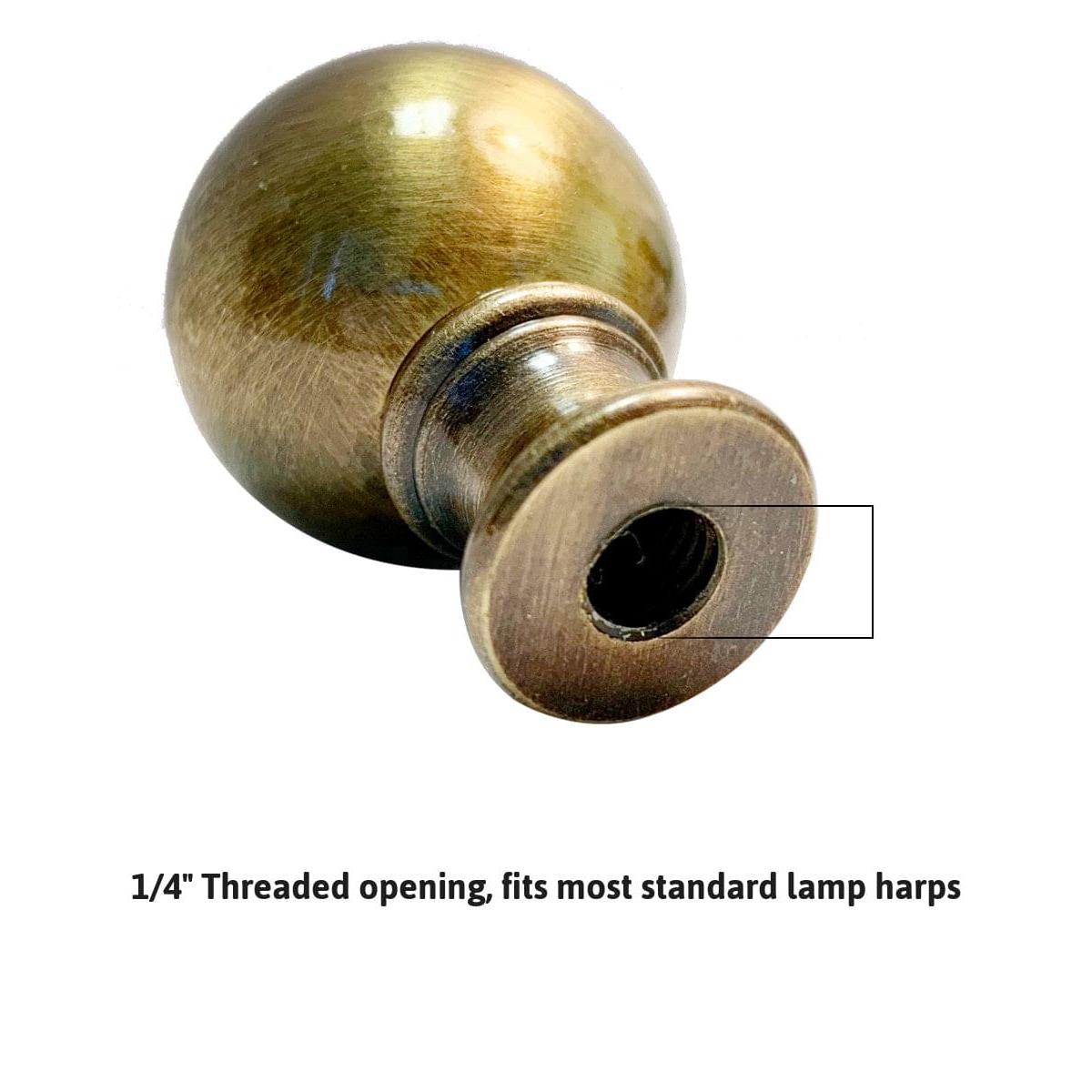 Solid Sphere Round Lamp Finial Antique Brass 1.75"h