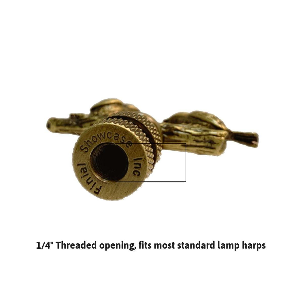 Songbirds Lamp Finial Antique Brass Metal 1.75"h