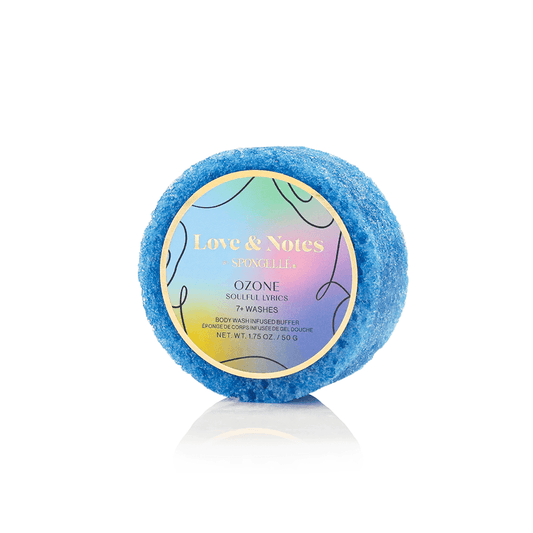 a blue round object with a label