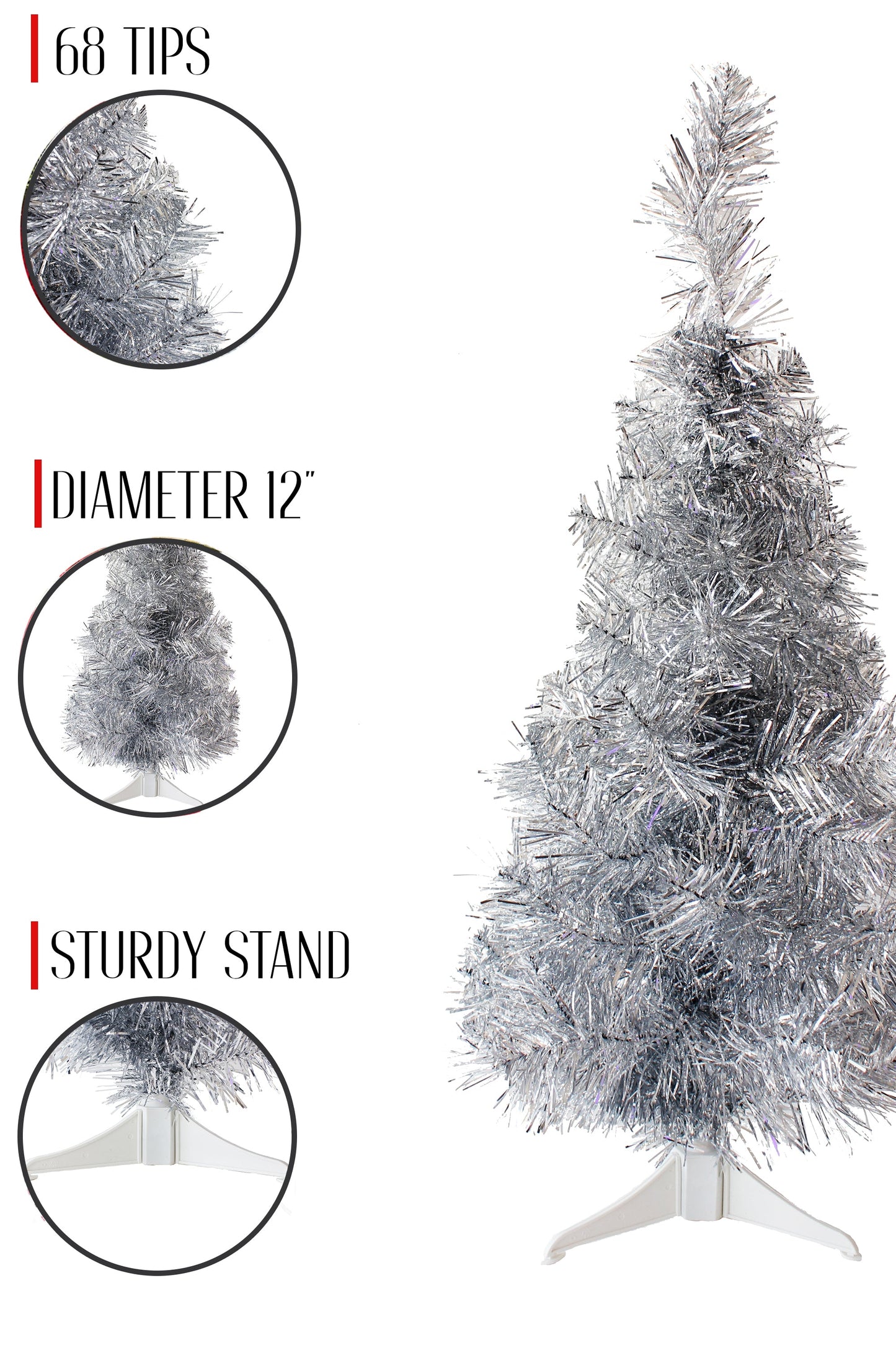 2' Silver Tabletop Tree with Stand