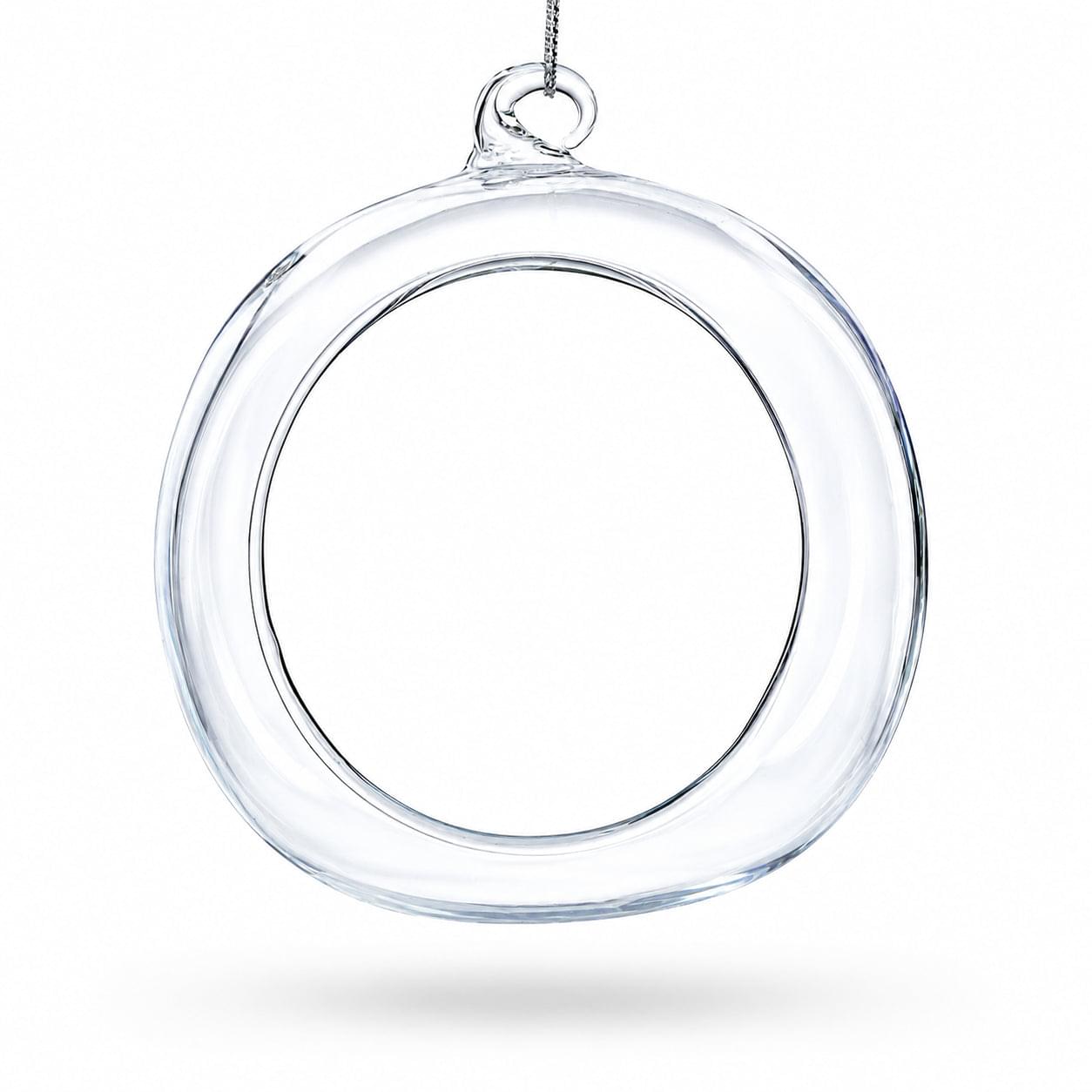 Spherical Openwork Clear Glass Christmas Ornament 4.5 Inches