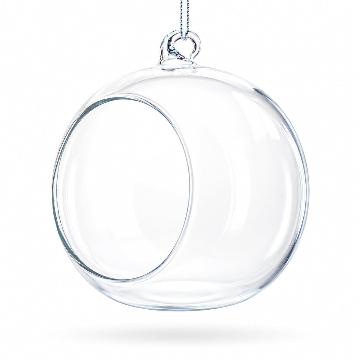 Spherical Openwork Clear Glass Christmas Ornament 4.5 Inches