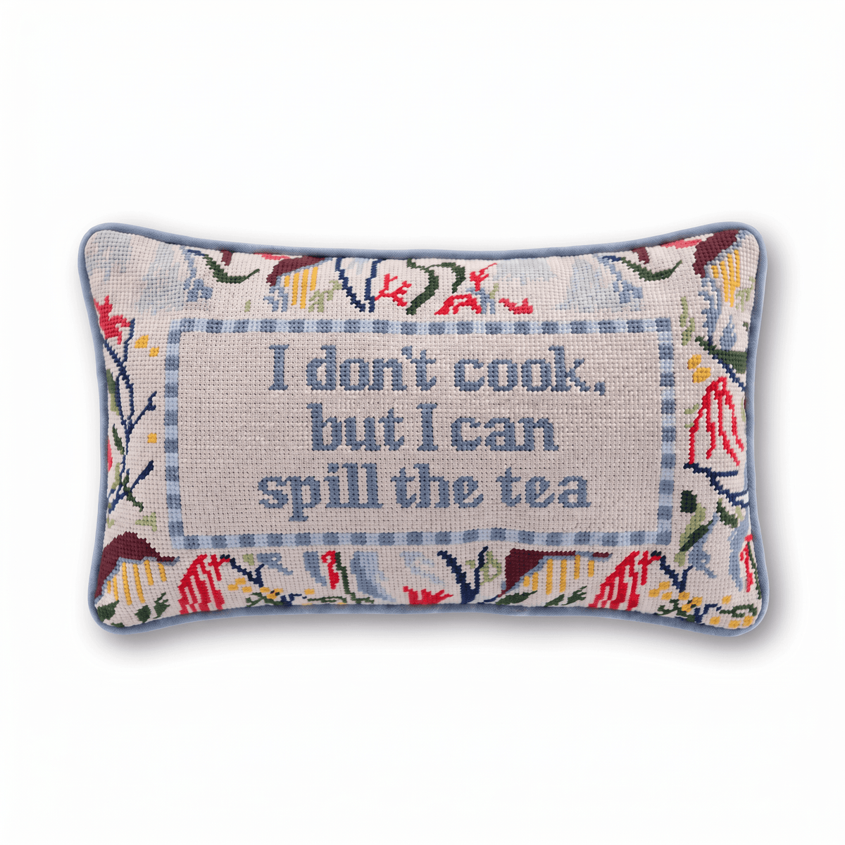 Spill the Tea Needlepoint Pillow