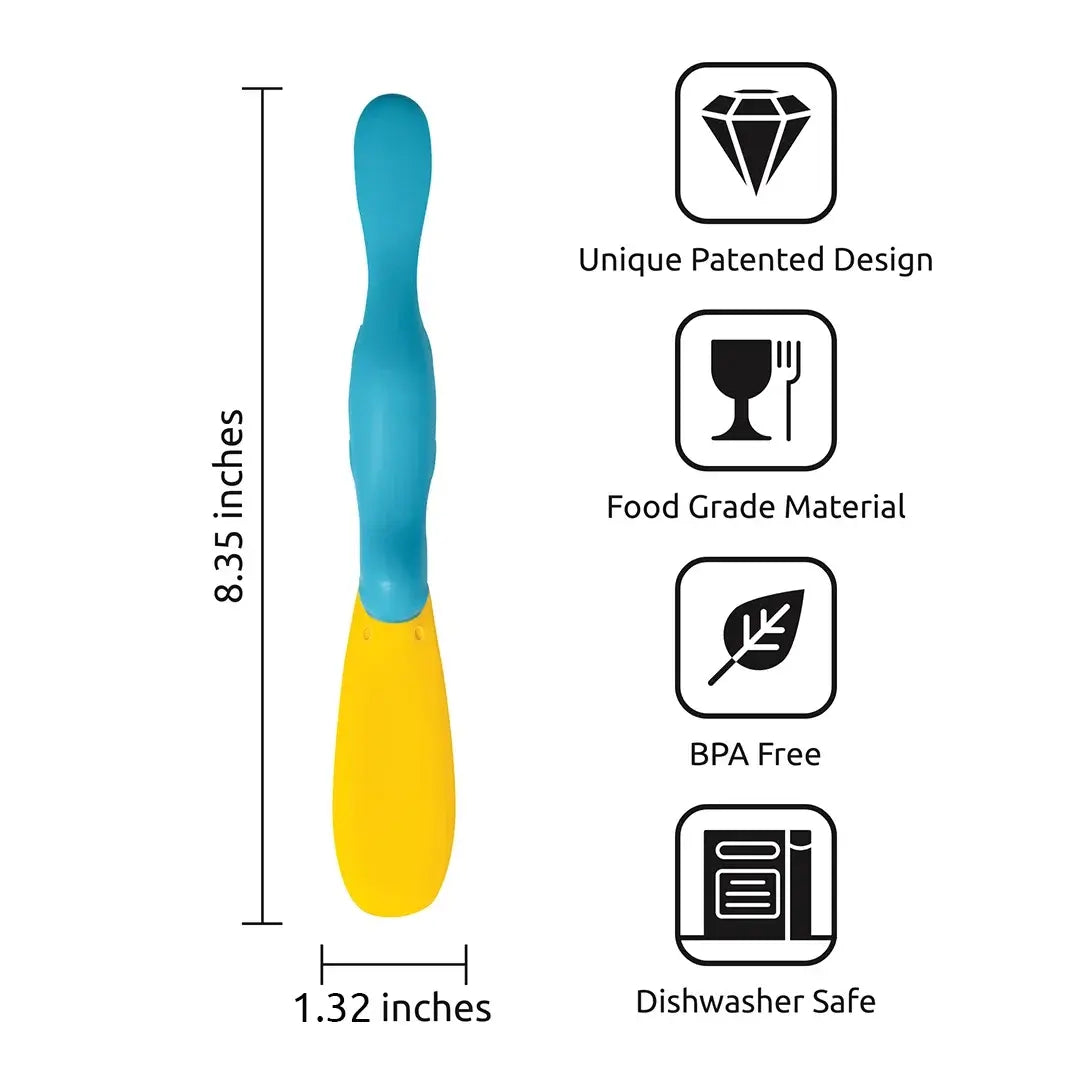 a blue and yellow baby brush