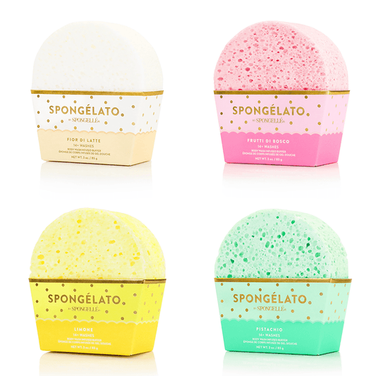 a group of sponges in different colors