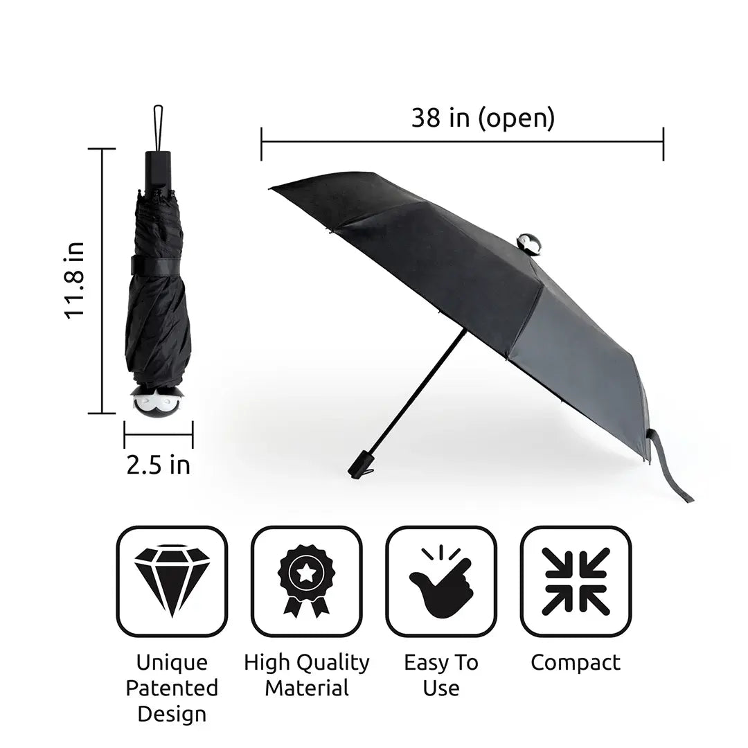 a black umbrella with a handle