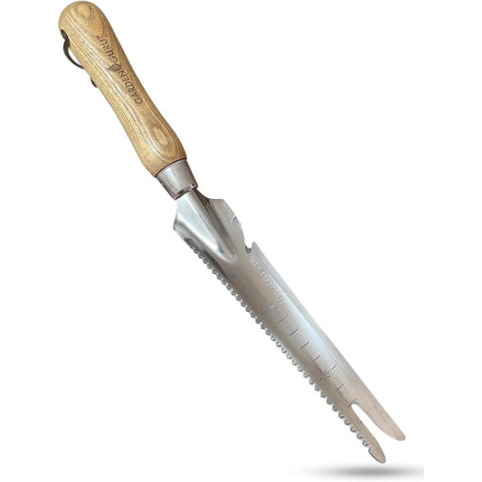 Stainless Steel 5-in-1 Weeder Trowel (classic wood handle)