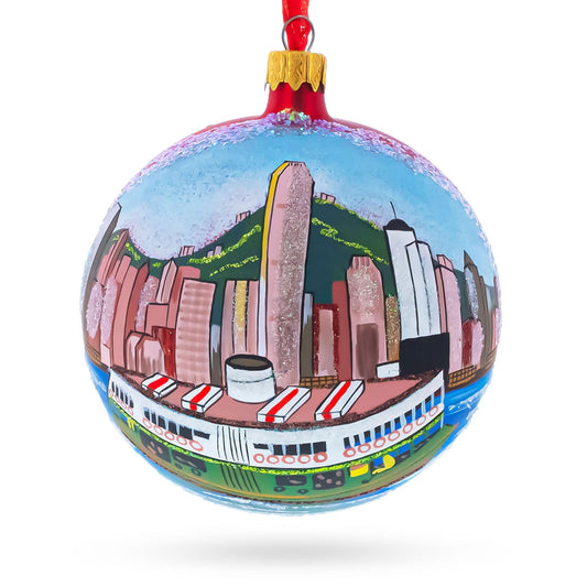 Star Ferry, Hong Kong Glass Ball Christmas Ornament 4 Inches