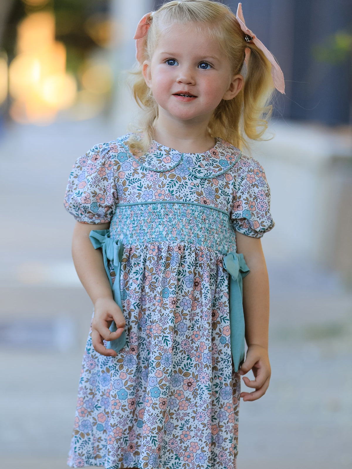 a girl in a dress