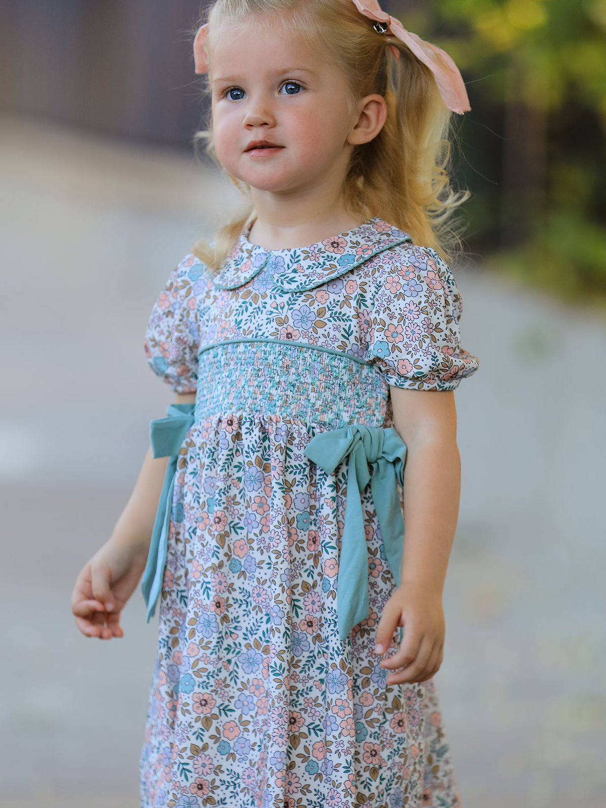 a girl in a dress