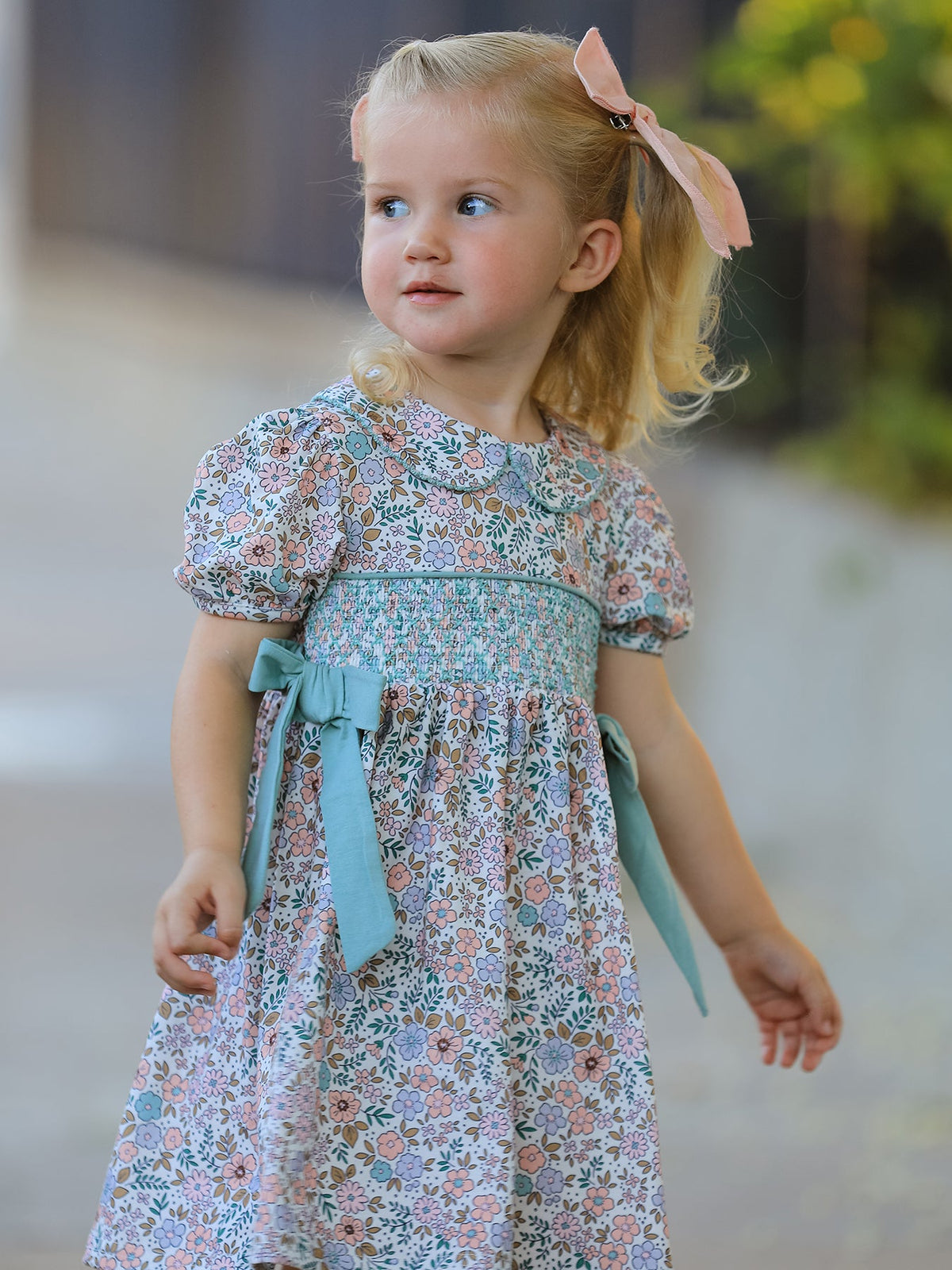 a girl in a dress