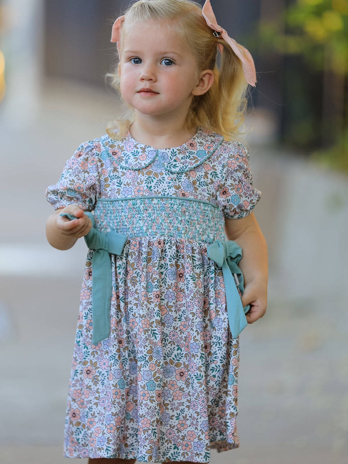 a girl in a dress