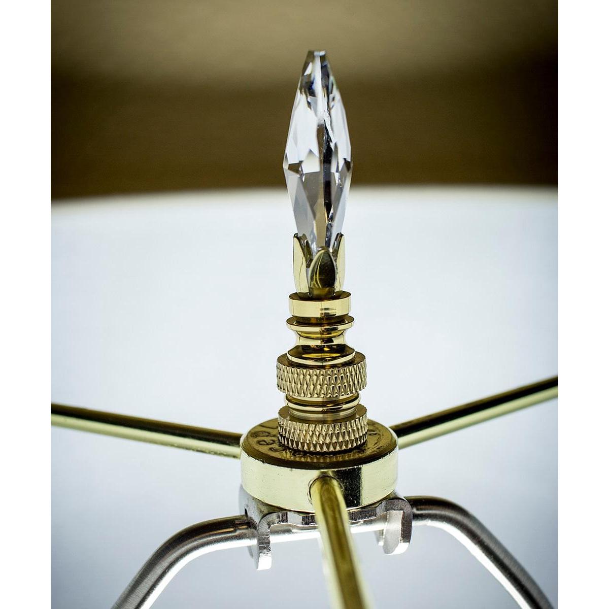Stephanov Crystal Small Tear Drop Lamp Finial Polished Brass 2.5"h