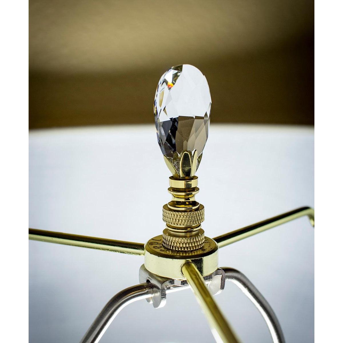 Stephanov Crystal Small Tear Drop Lamp Finial Polished Brass 2.5"h