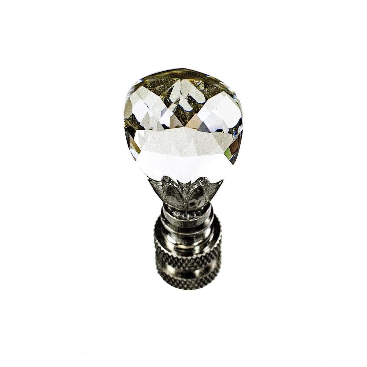 Stephanov Crystal Small Teardrop Nickel Base Lamp Finial 2.5"h