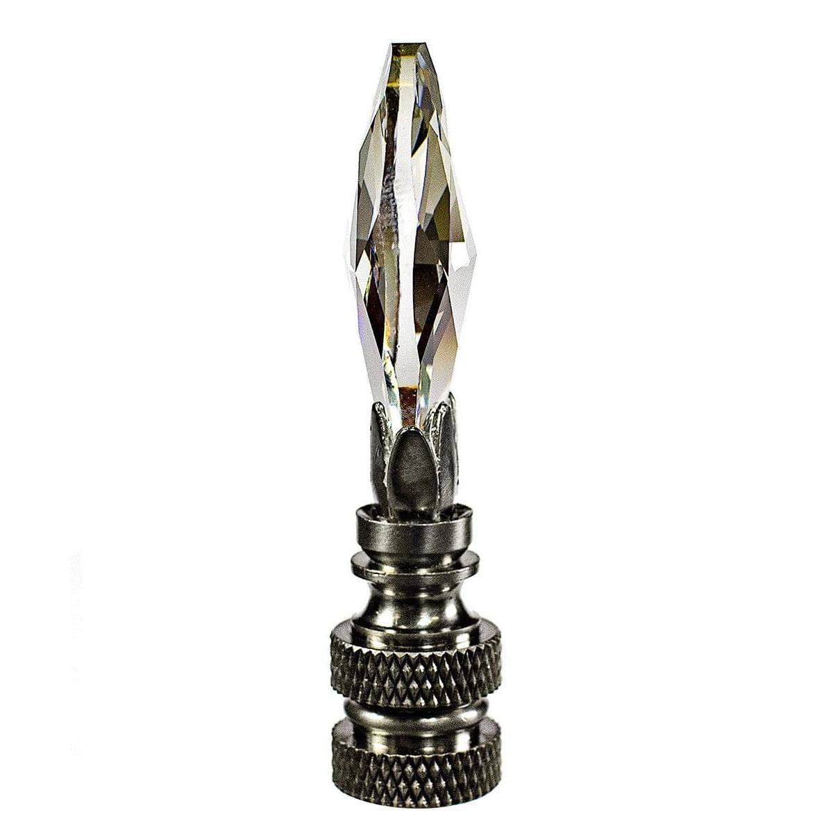 Stephanov Crystal Small Teardrop Nickel Base Lamp Finial 2.5"h