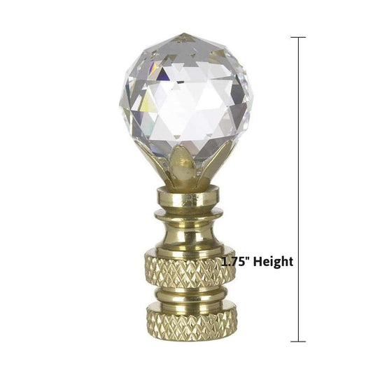 Stephanov Multi-Faceted Lamp Finial Crystal Ball Polished Brass Finish 2"h