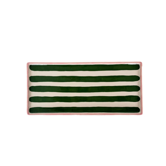 Striped Low Profile Tray in Pink & Green