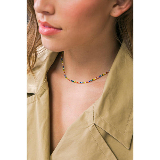 COLORED ENAMEL PEARL NECKLACE