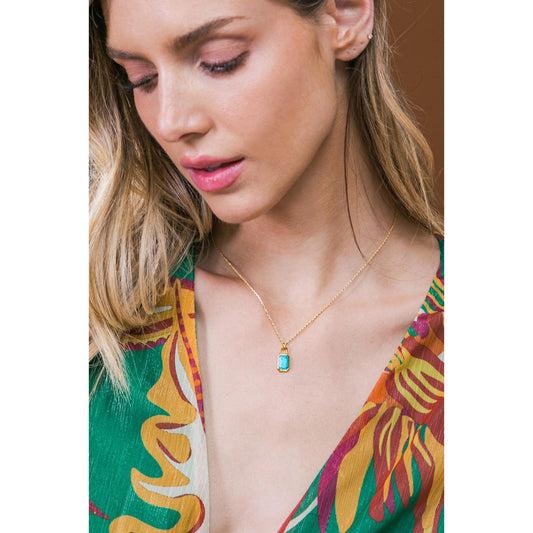 TURQUOISE SLICE PENDANT NECKLACE