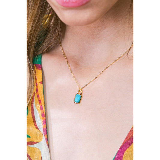 TURQUOISE SLICE PENDANT NECKLACE