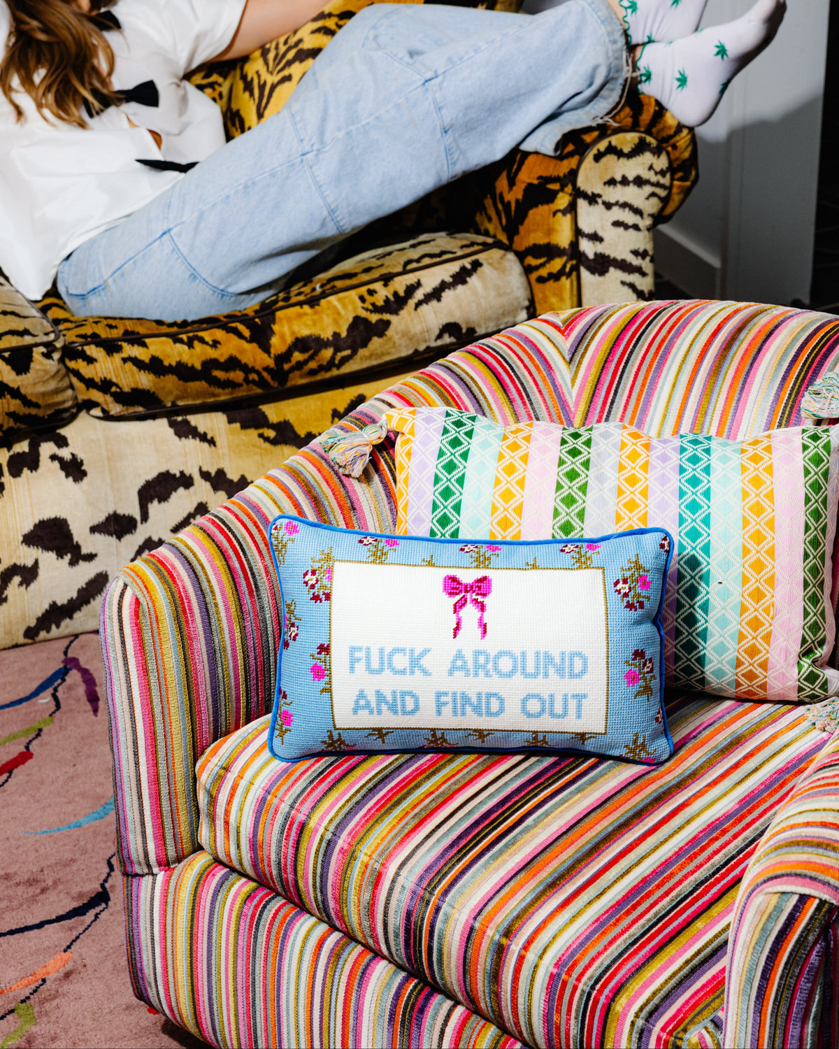Fuck Around Needlepoint Pillow