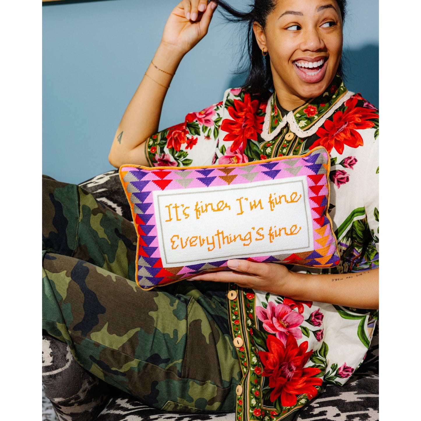 Everything's Fine Needlepoint Pillow