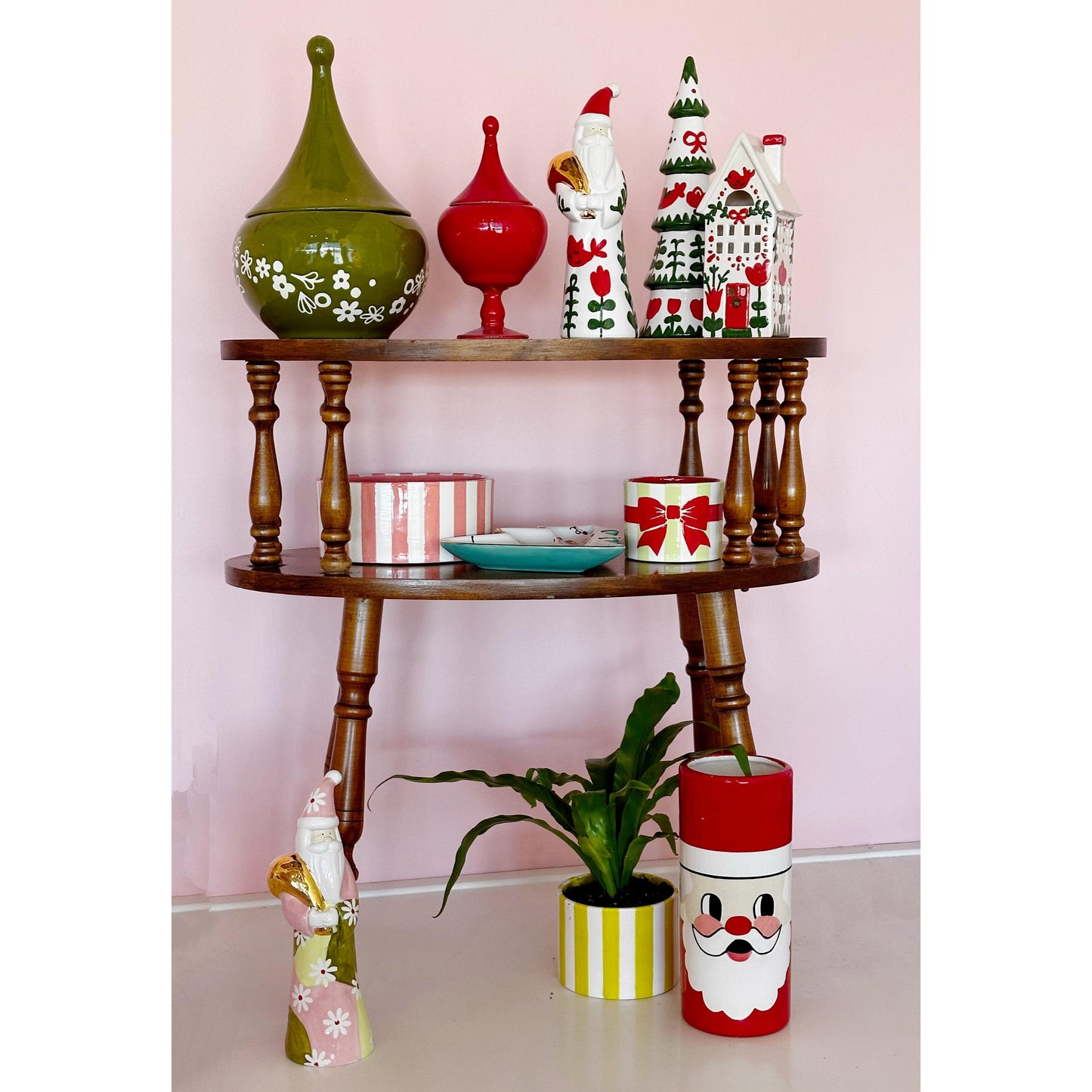 Smiling Santa Column Vase