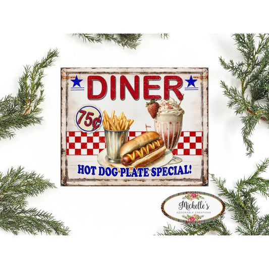 Summer Diner Hot Dog Special Sign