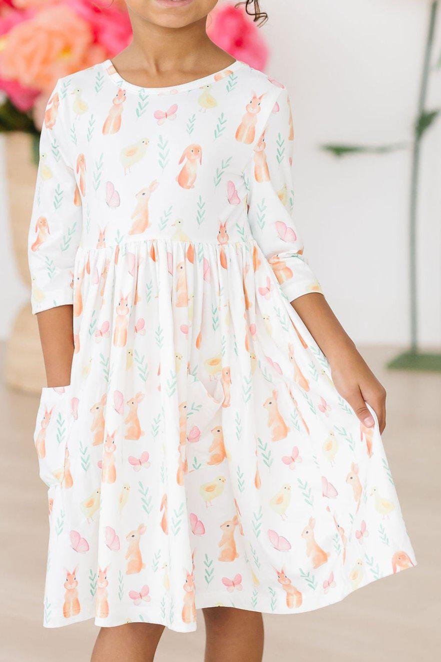 a girl in a dress