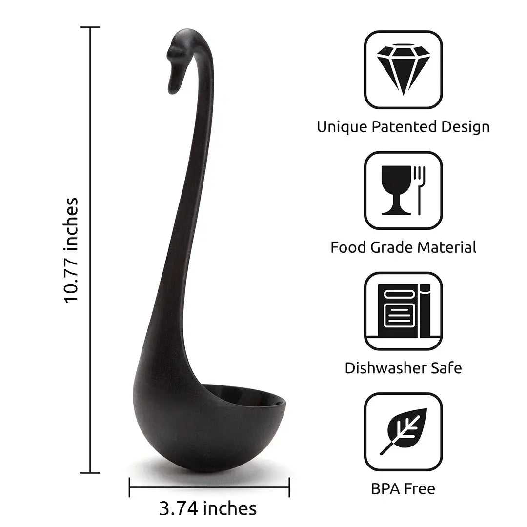 a black swan shaped spoon