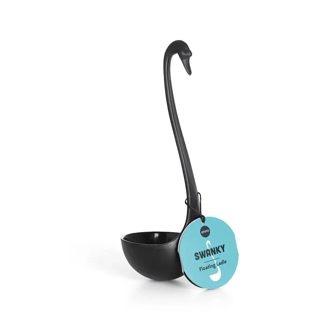 a ladle with a blue tag