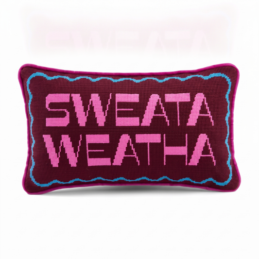 Sweata Weatha Needlepoint Pillow
