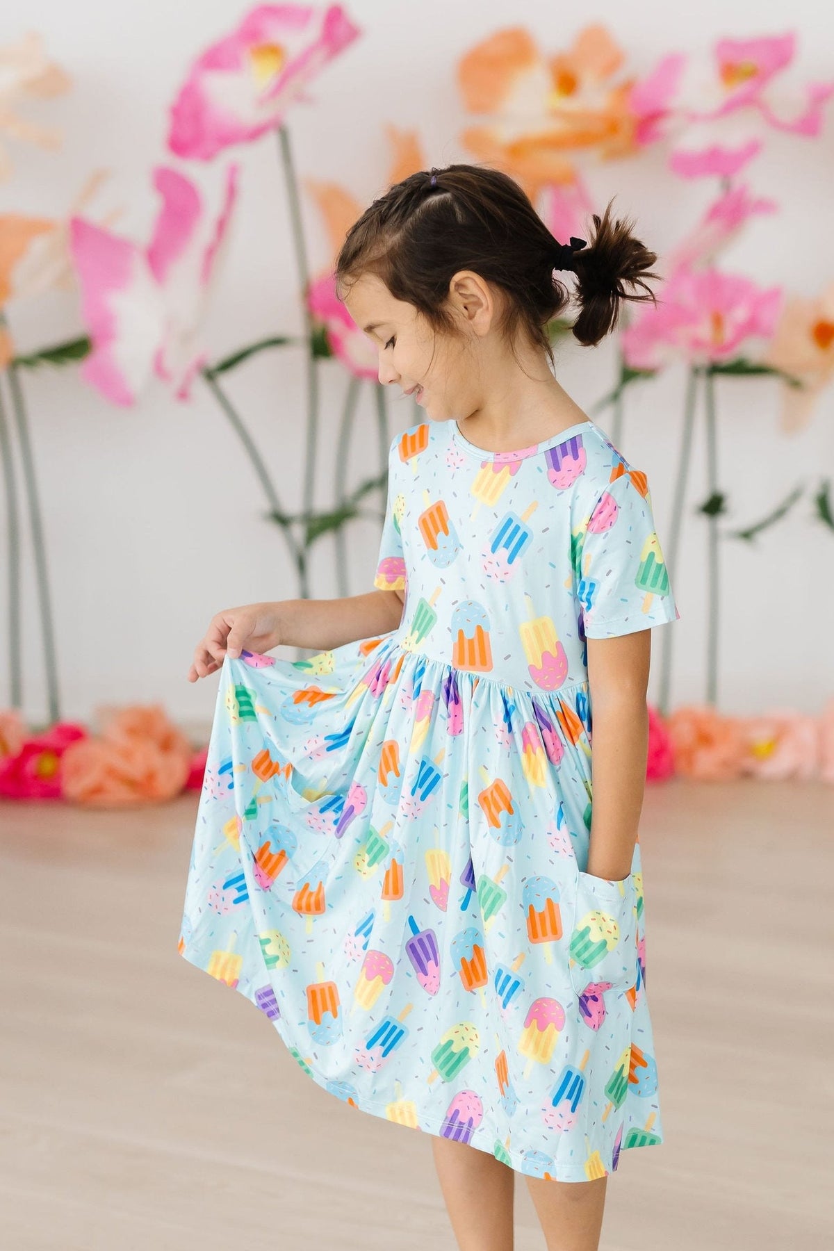 a girl in a dress