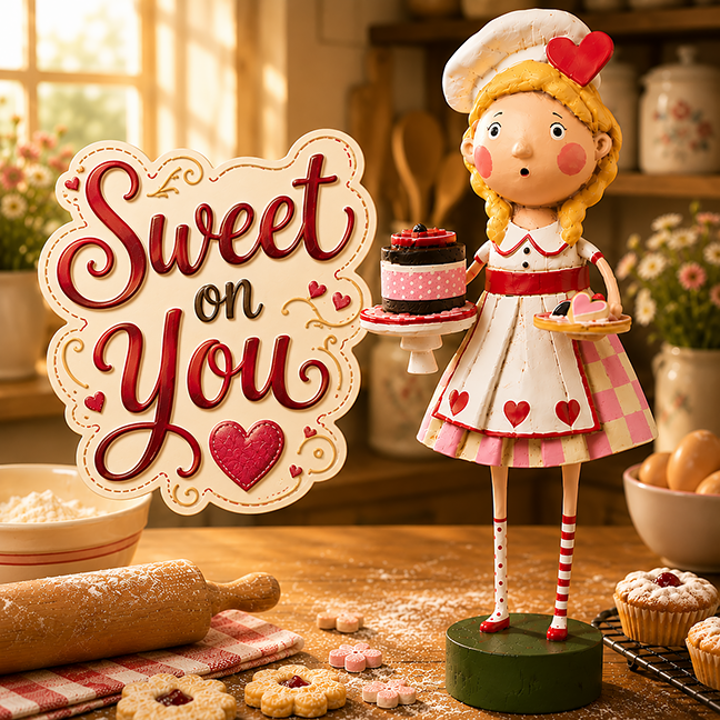 Sweet on You Valentine's Day Figurine by Lori Mitchell — Folk Art Collectible
