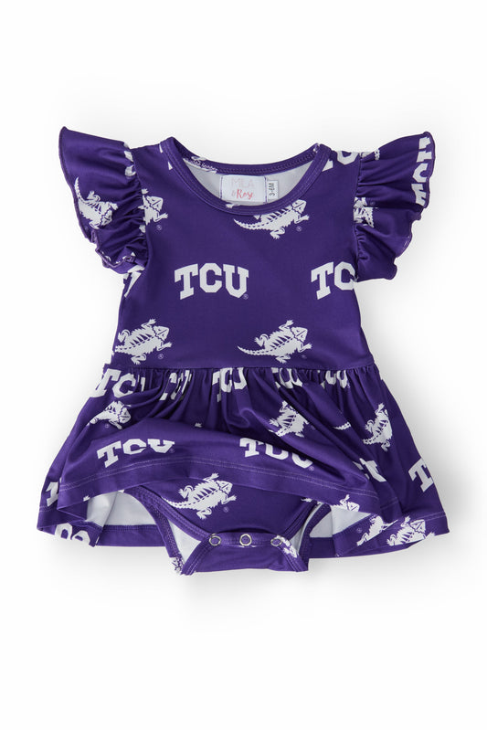 TCU Purple Frog S/S Flutter Twirl Bodysuit
