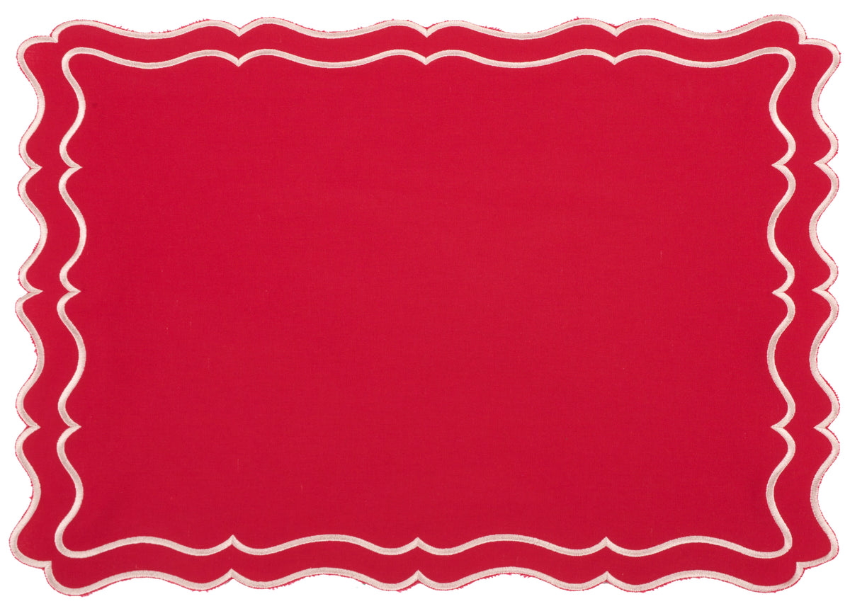 Raleigh Red & White Trim PLACEMAT & NAPKIN