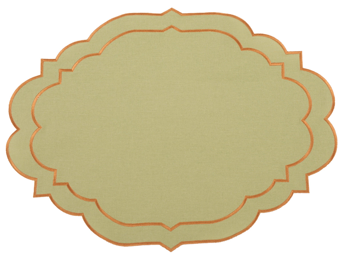 Alexandria Green & Orange Trim PLACEMAT & NAPKIN