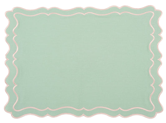 a green and pink place mat