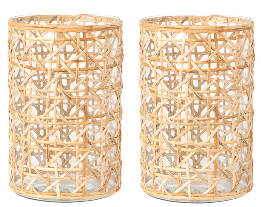 a pair of wicker baskets
