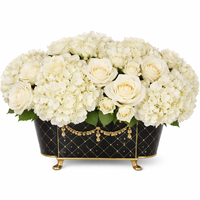 Black & Gold Long Trellis Garland Planter