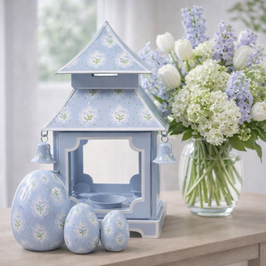 Blue & Tulip Pagoda Lantern (3 Sizes)