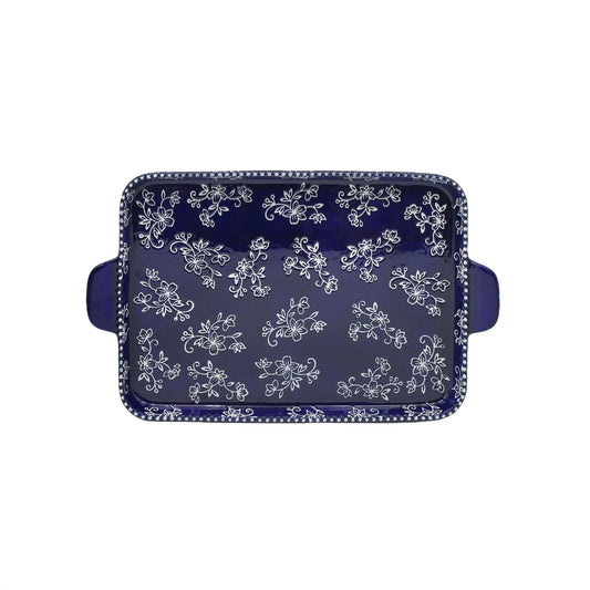 Floral Lace Blue 13 x 9 Inch Lid-It Platter by Temp-tations