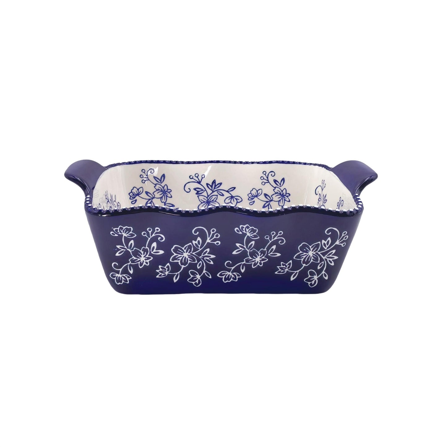 Floral Lace Blue 1.75 Quart Loaf Pan by Temp-tations