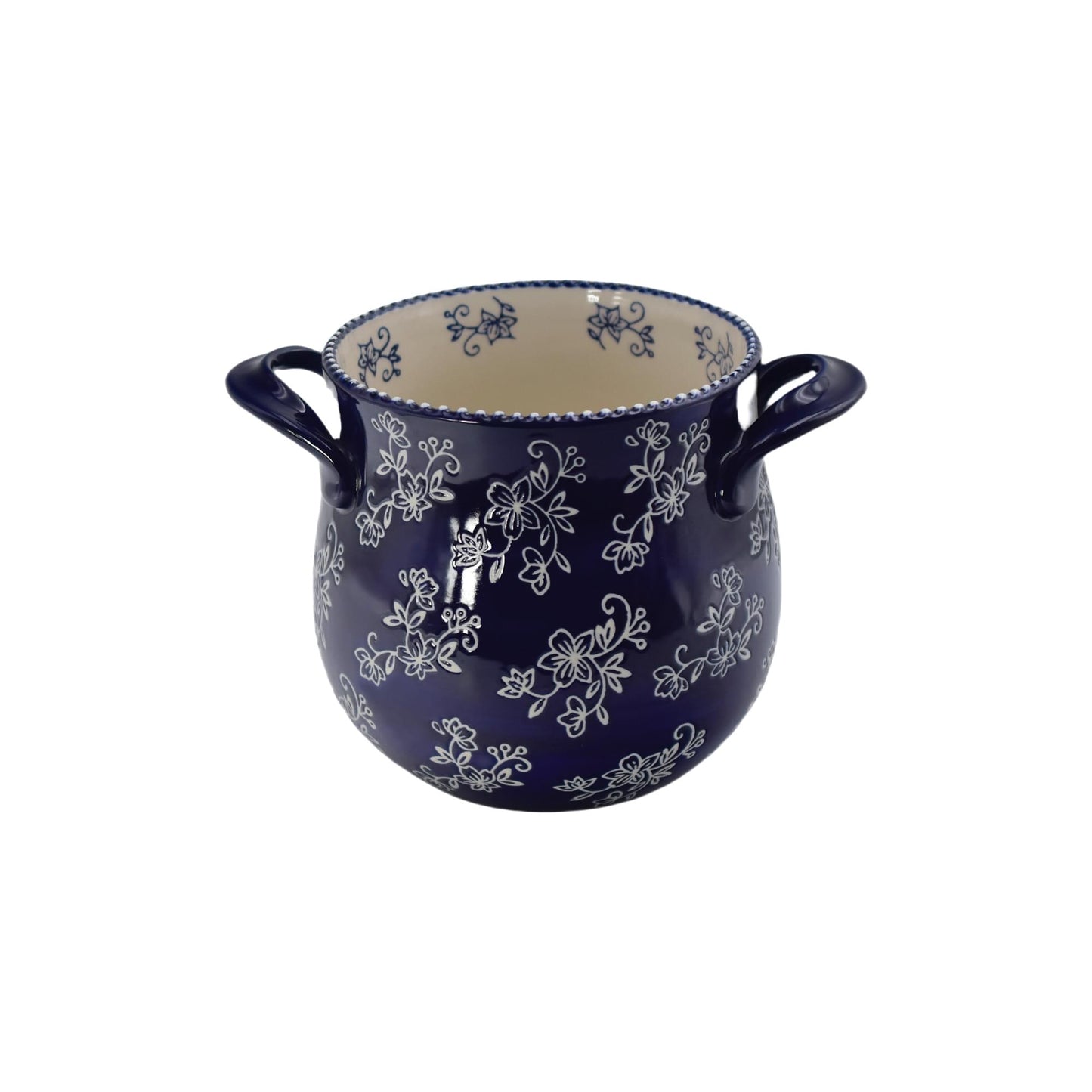 Floral Lace Blue XL Utensil Crock by Temp-tations