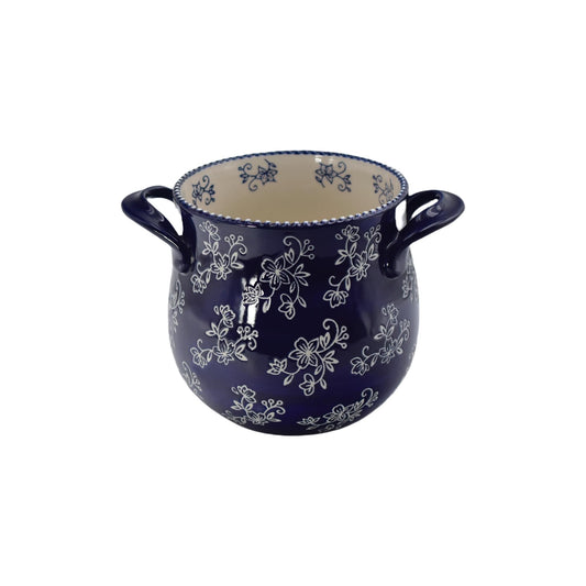 Floral Lace Blue XL Utensil Crock by Temp-tations