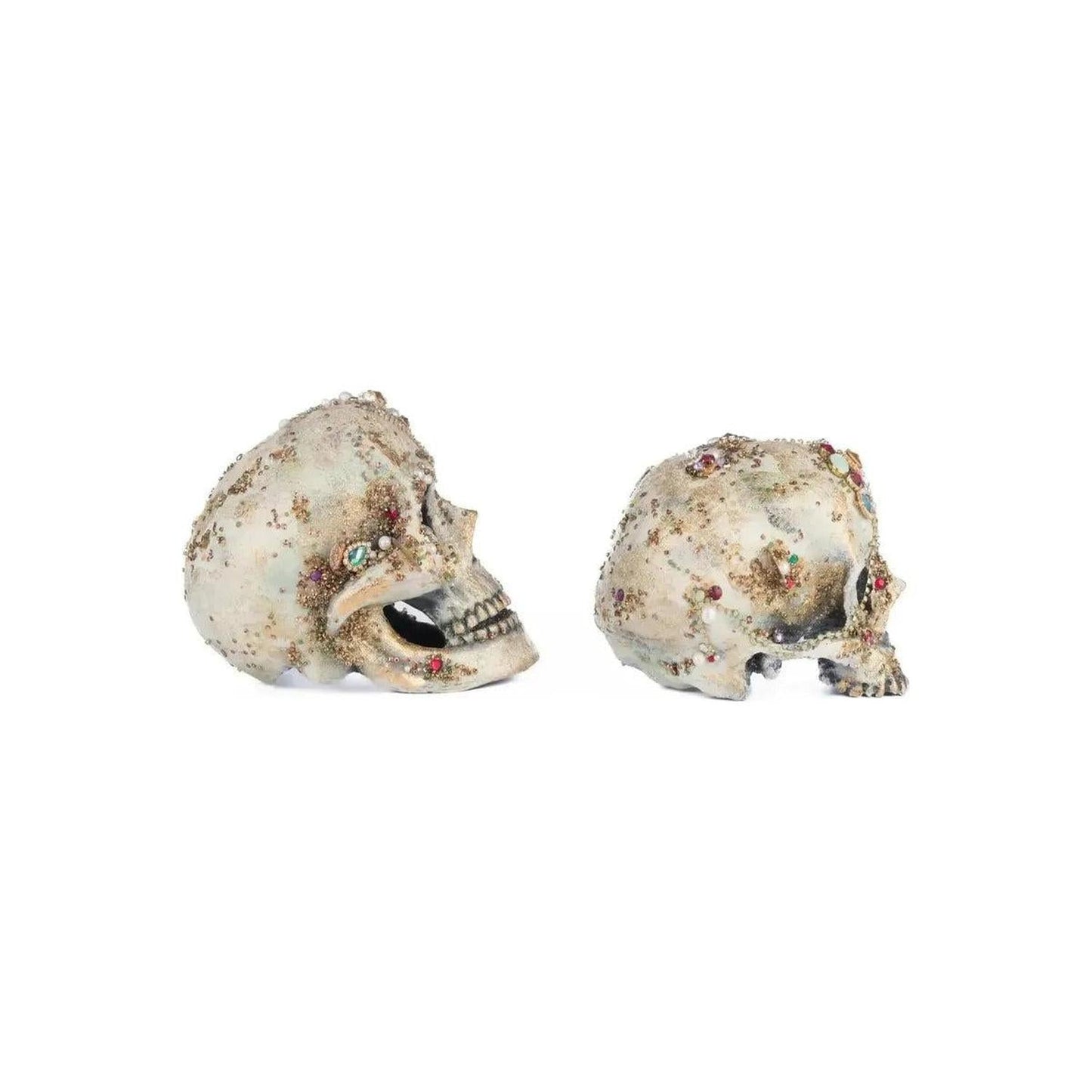 Tabletop Jewel Encrusted Skulls Set of 2