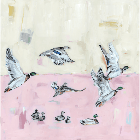 Taking Off Pink Ducks Fine Art Print