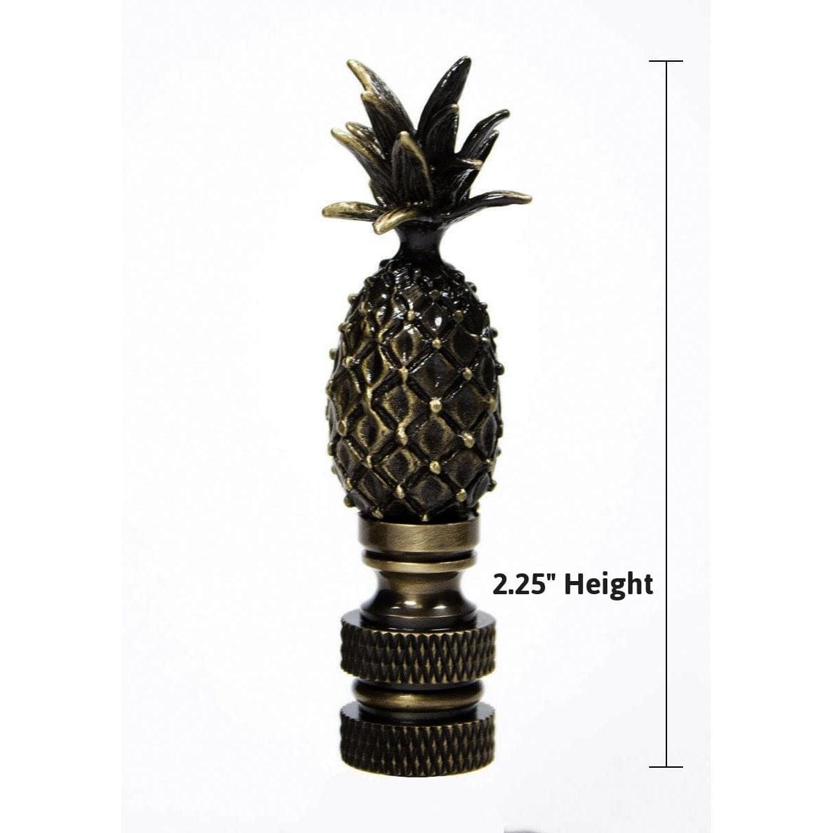 Tall Pineapple Lamp Finial Antique Brass Metal 2.5"h