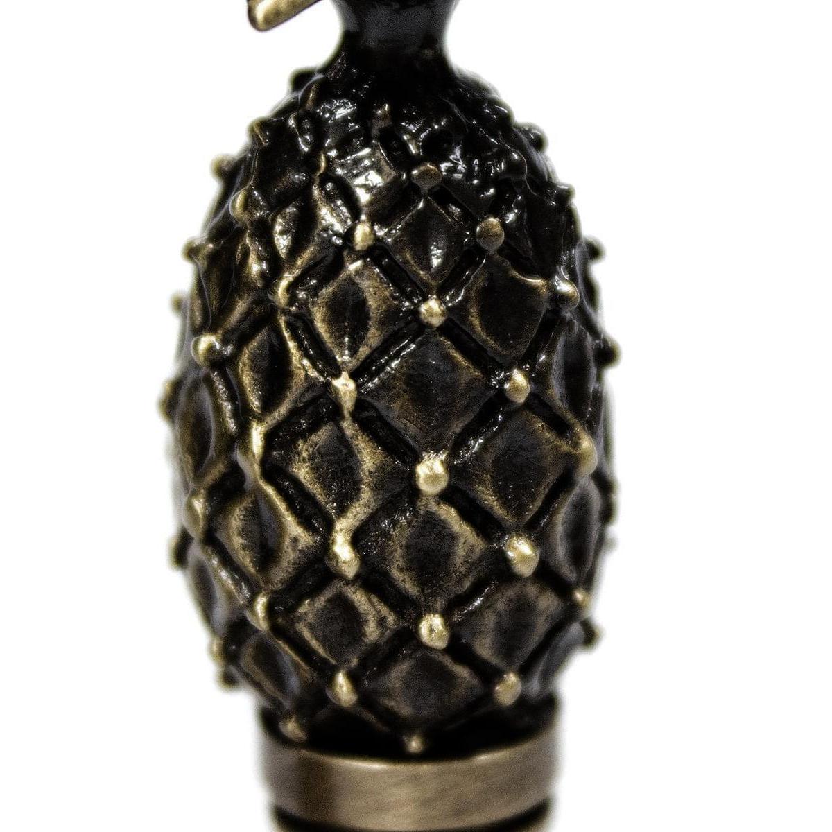 Tall Pineapple Lamp Finial Antique Brass Metal 2.5"h